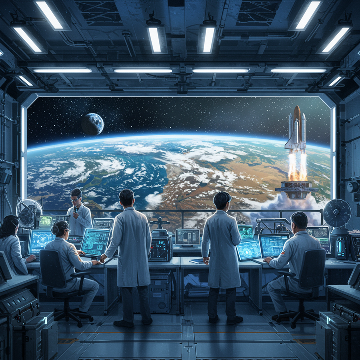 Astronaut looking at Earth from space