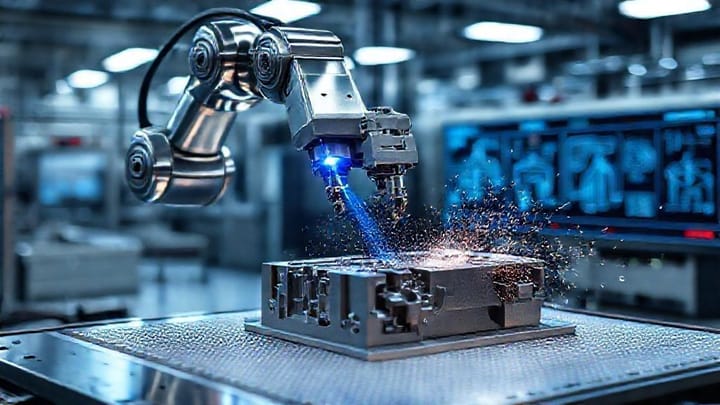 Advanced hybrid manufacturing facility combining 3D printing and CNC machining operations